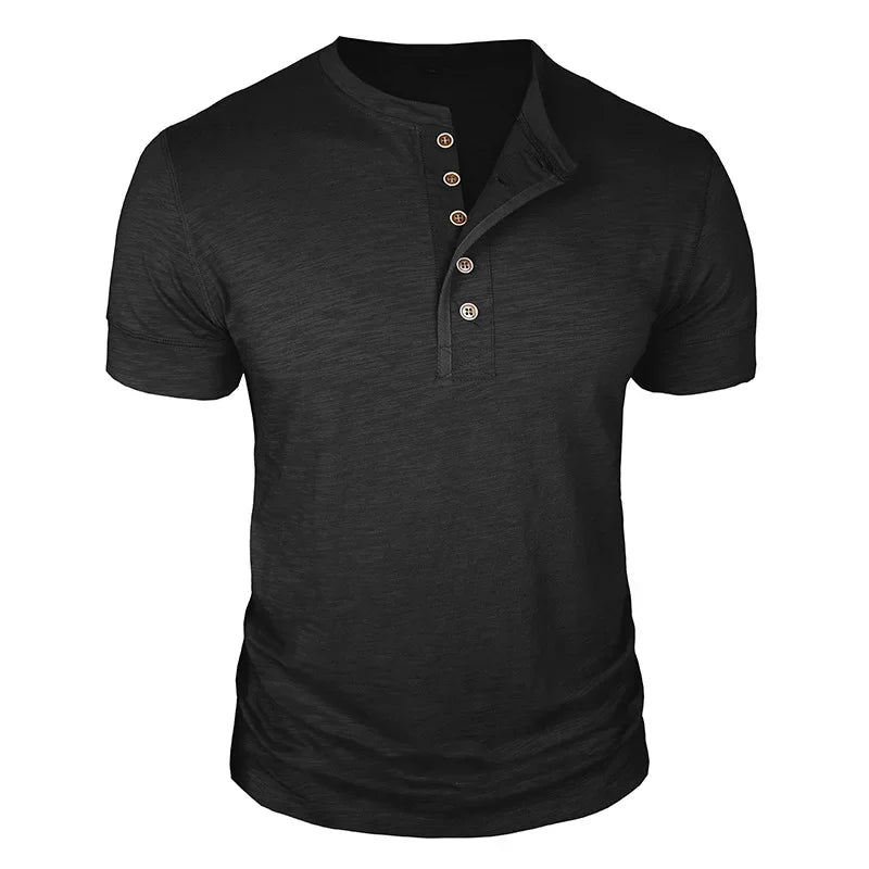 LAURENT MONACO | T-SHIRT À PATTE DE BOUTONNAGE POUR HOMMES