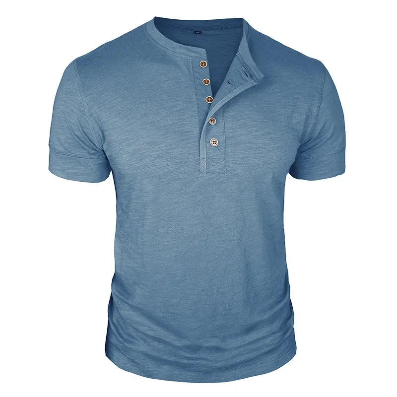 LAURENT MONACO | T-SHIRT À PATTE DE BOUTONNAGE POUR HOMMES