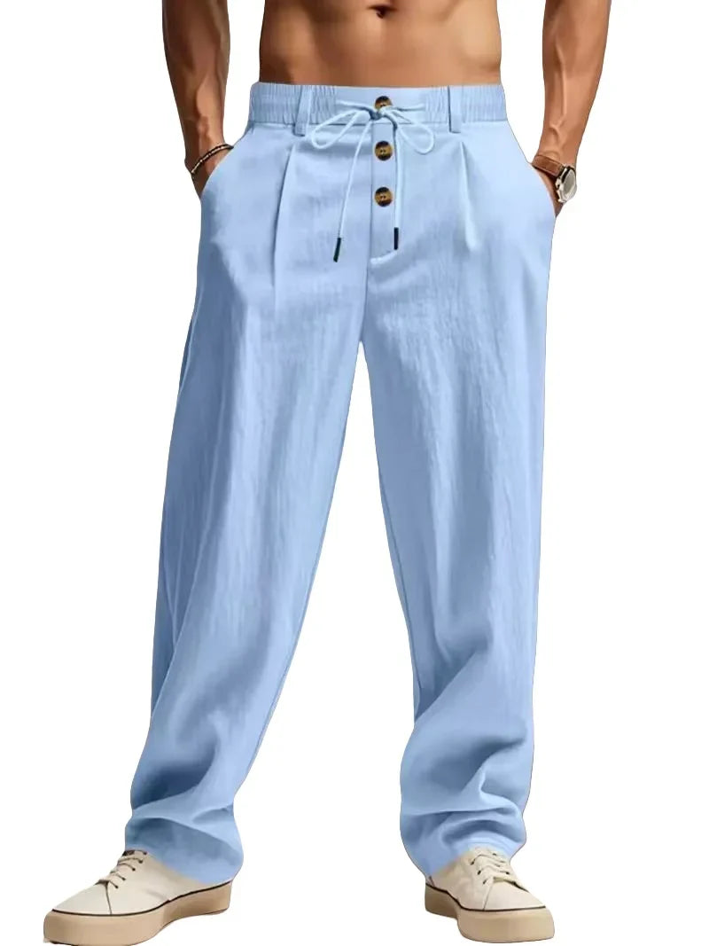 LAURENT MONACO | PANTALONS RELAXÉS EN LIN POUR HOMMES