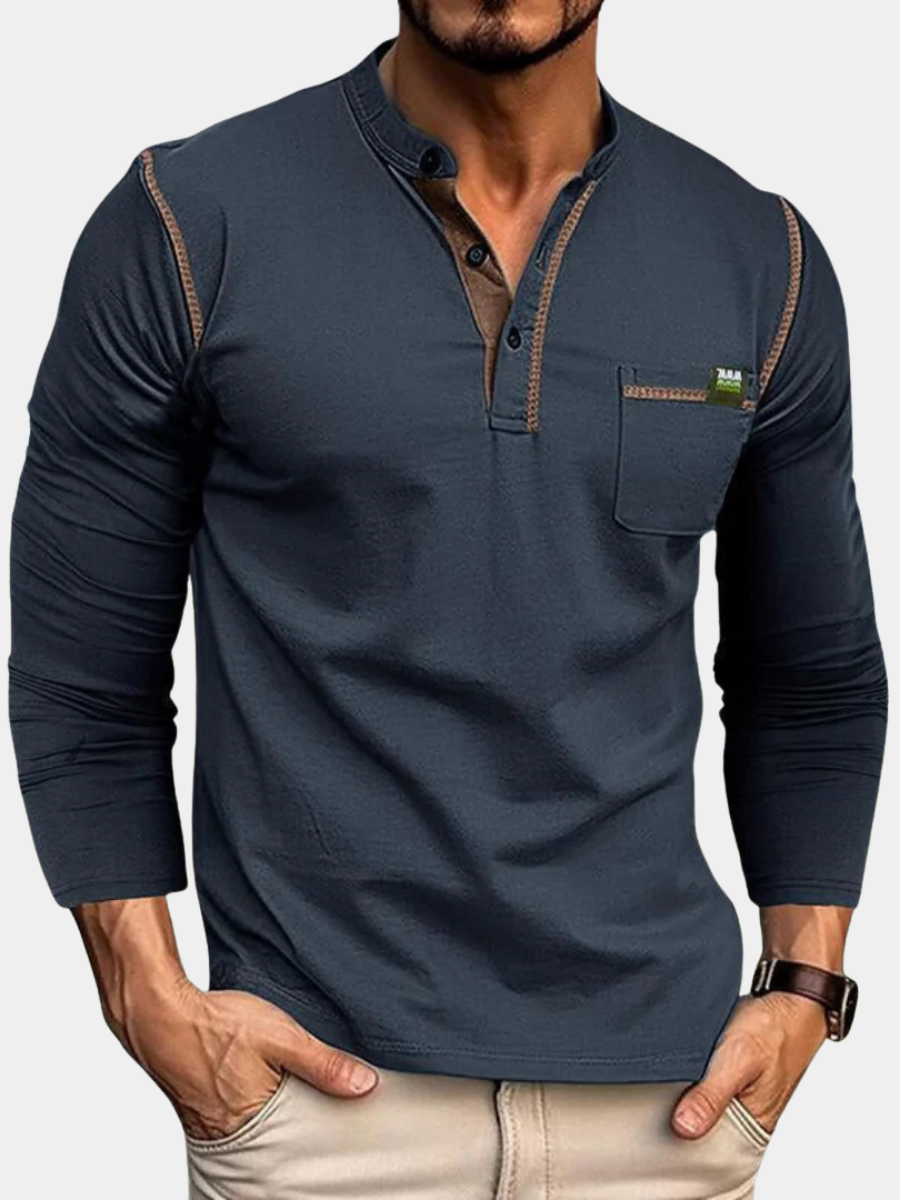 LAURENT MONACO | CHEMISE À MANCHES LONGUES AVEC POCHE POUR HOMMES
