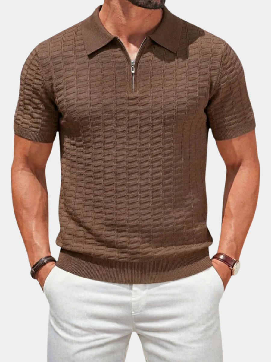 LAURENT MONACO | POLO EN MAILLE À COL ZIP TEXTURÉ POUR HOMMES