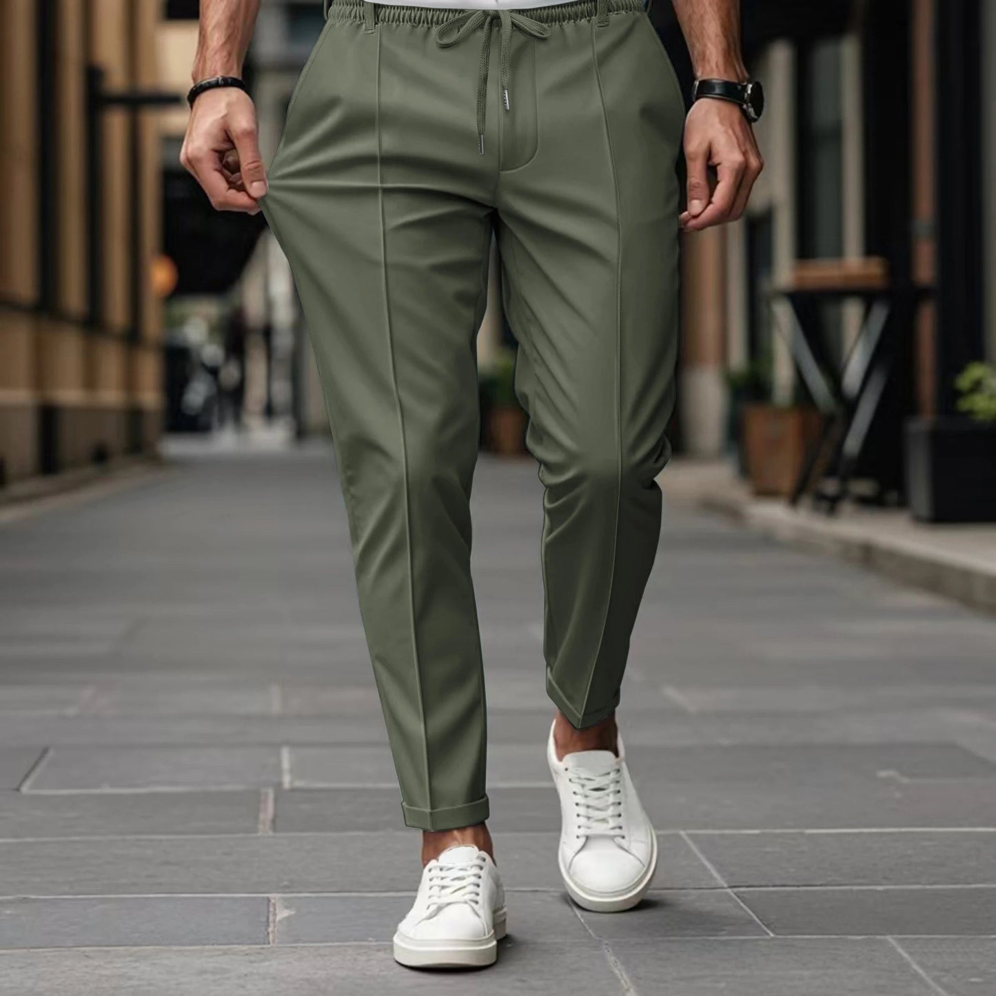 LAURENT MONACO | PANTALONS CHINO SLIM FIT AVEC CORDON DE SERRAGE POUR HOMMES