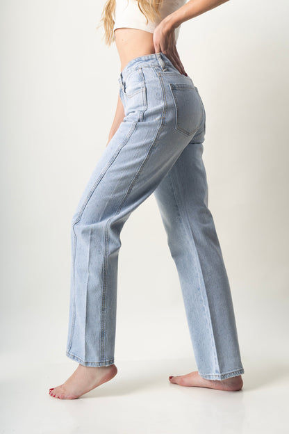 Dafne | Barrel jeans azul claro con brillos
