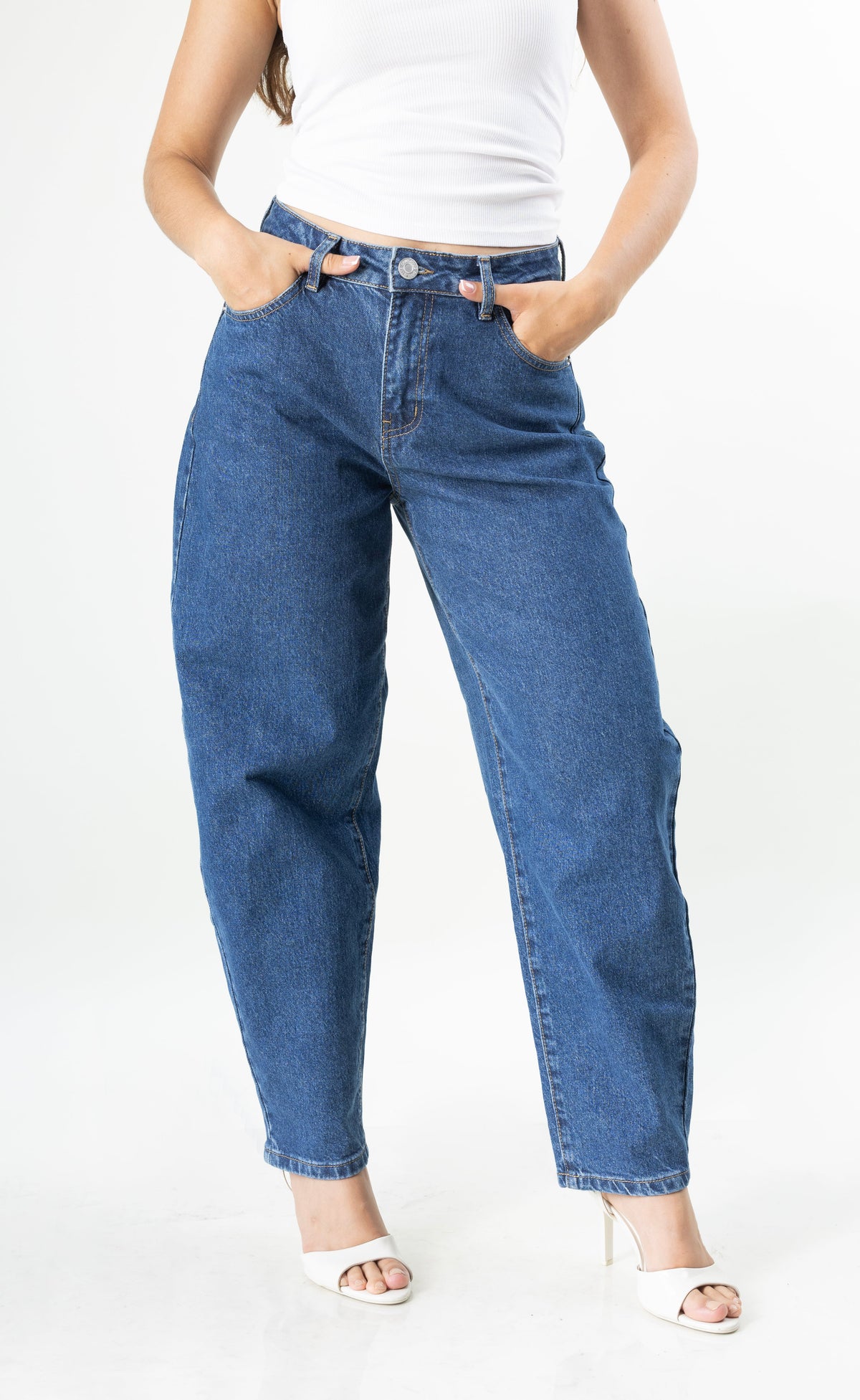 Jimena | Barrel jeans azul medio