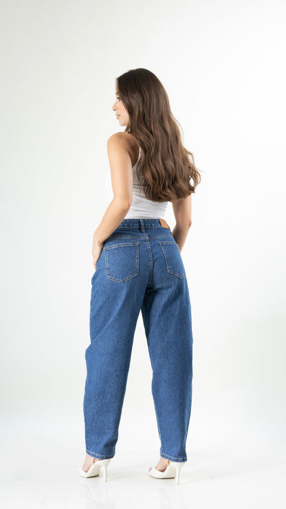 Jimena | Barrel jeans azul medio