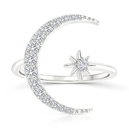 Nicole | Anillo de plata con luna y estrella