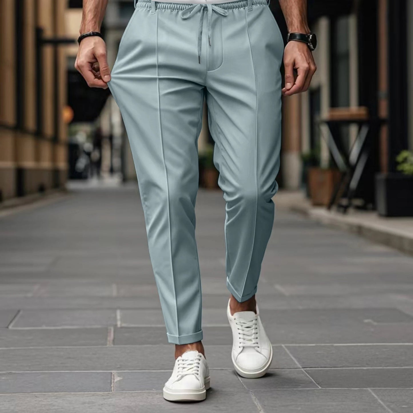 LAURENT MONACO | PANTALONS CHINO SLIM FIT AVEC CORDON DE SERRAGE POUR HOMMES