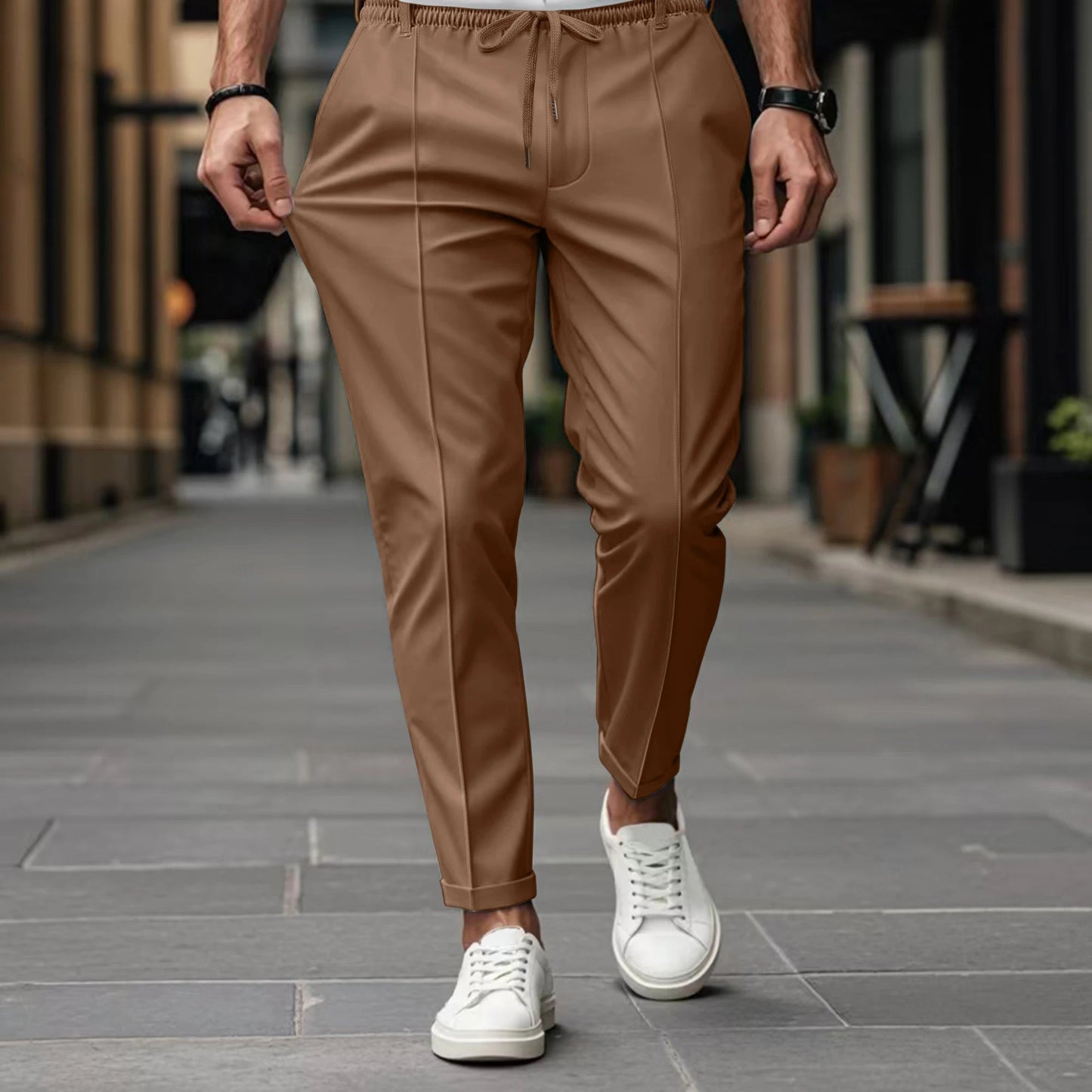 LAURENT MONACO | PANTALONS CHINO SLIM FIT AVEC CORDON DE SERRAGE POUR HOMMES