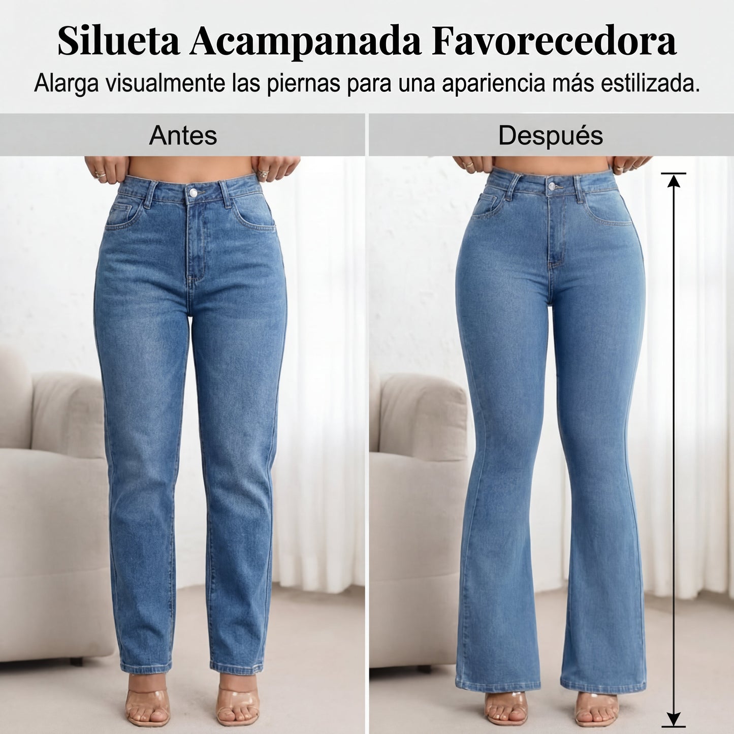 Sofia - Vaqueros elásticos acampanados de cintura alta