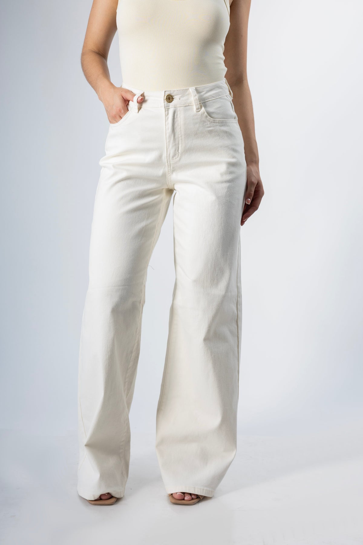 Perla | Pantalón wide leg marfil