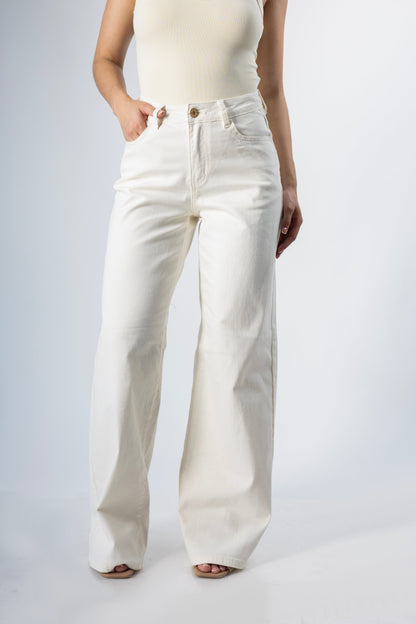 Perla | Pantalón wide leg marfil