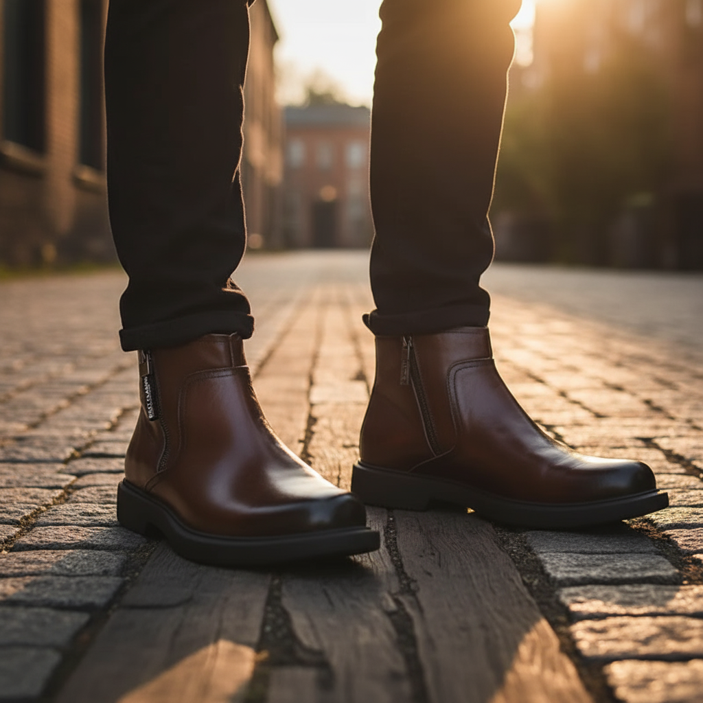 LAURENT MONACO | BOTTES EN CUIR À ZIP POUR HOMME