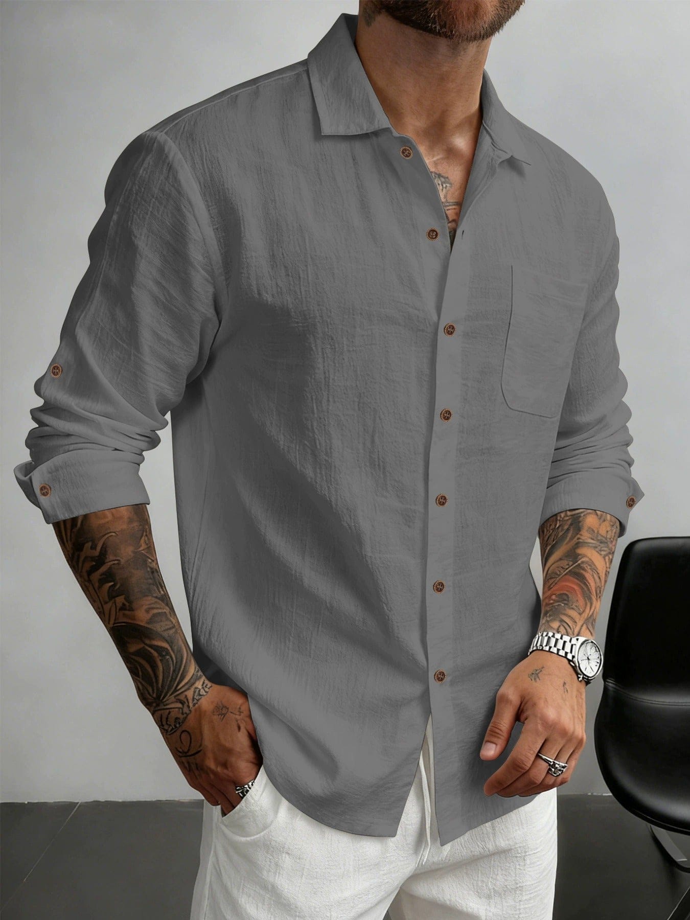 LAURENT MONACO | CHEMISE EN COTON TEXTURÉ POUR HOMME