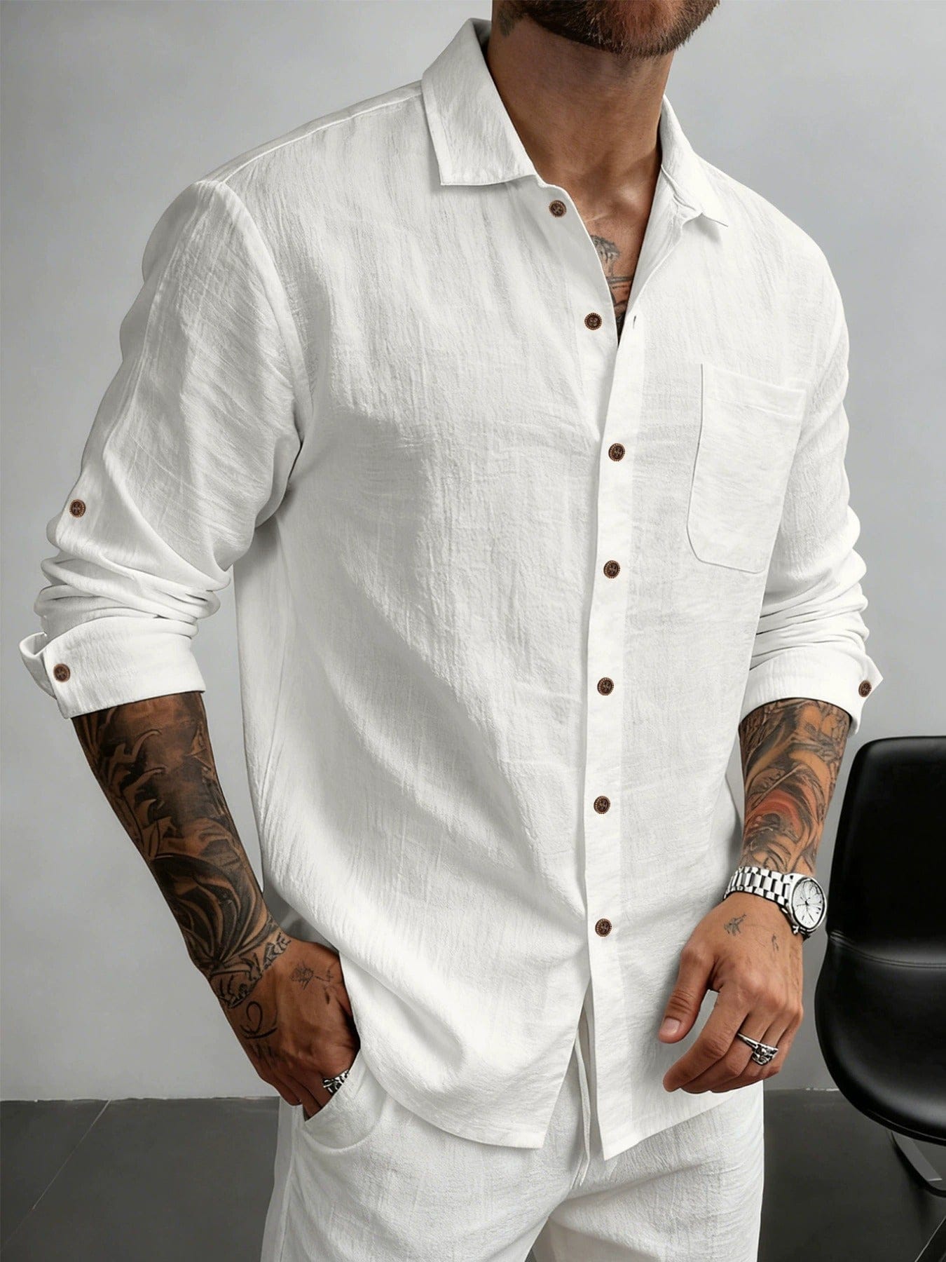 LAURENT MONACO | CHEMISE EN COTON TEXTURÉ POUR HOMME