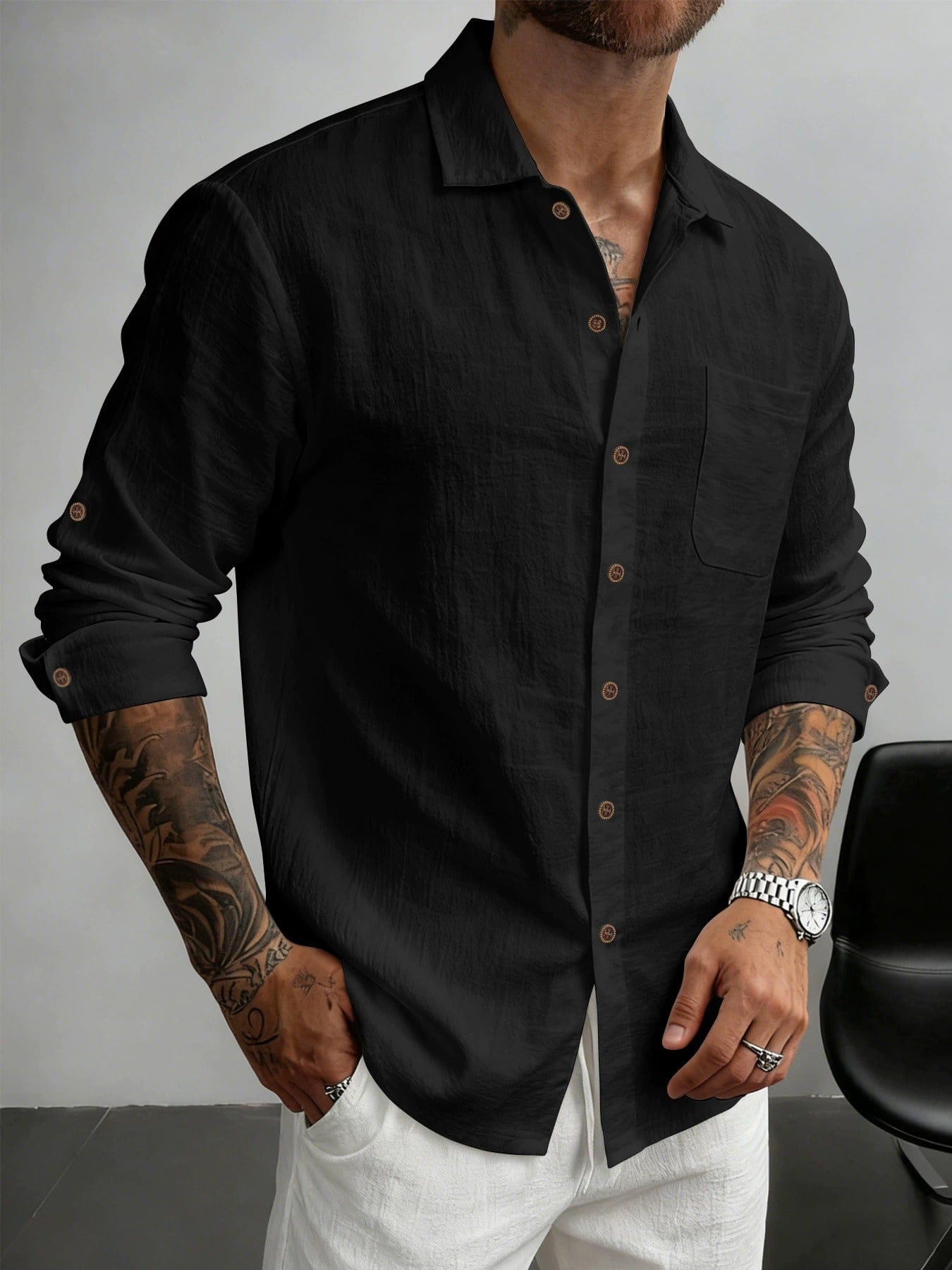 LAURENT MONACO | CHEMISE EN COTON TEXTURÉ POUR HOMME