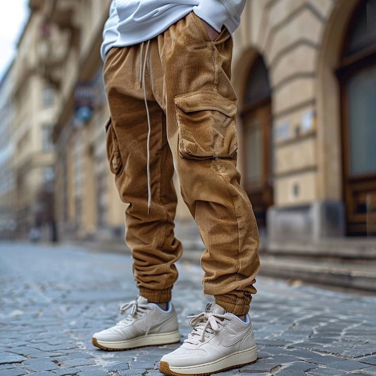 ALEX | PANTALONES DE TERCIOPELO ACANALADO CON CORDÓN PARA HOMBRE