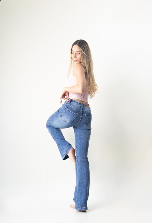 Gabriela | Jeans flare azul medio