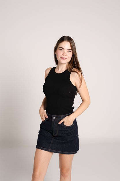 Emilia | Minifalda de mezclilla azul oscuro
