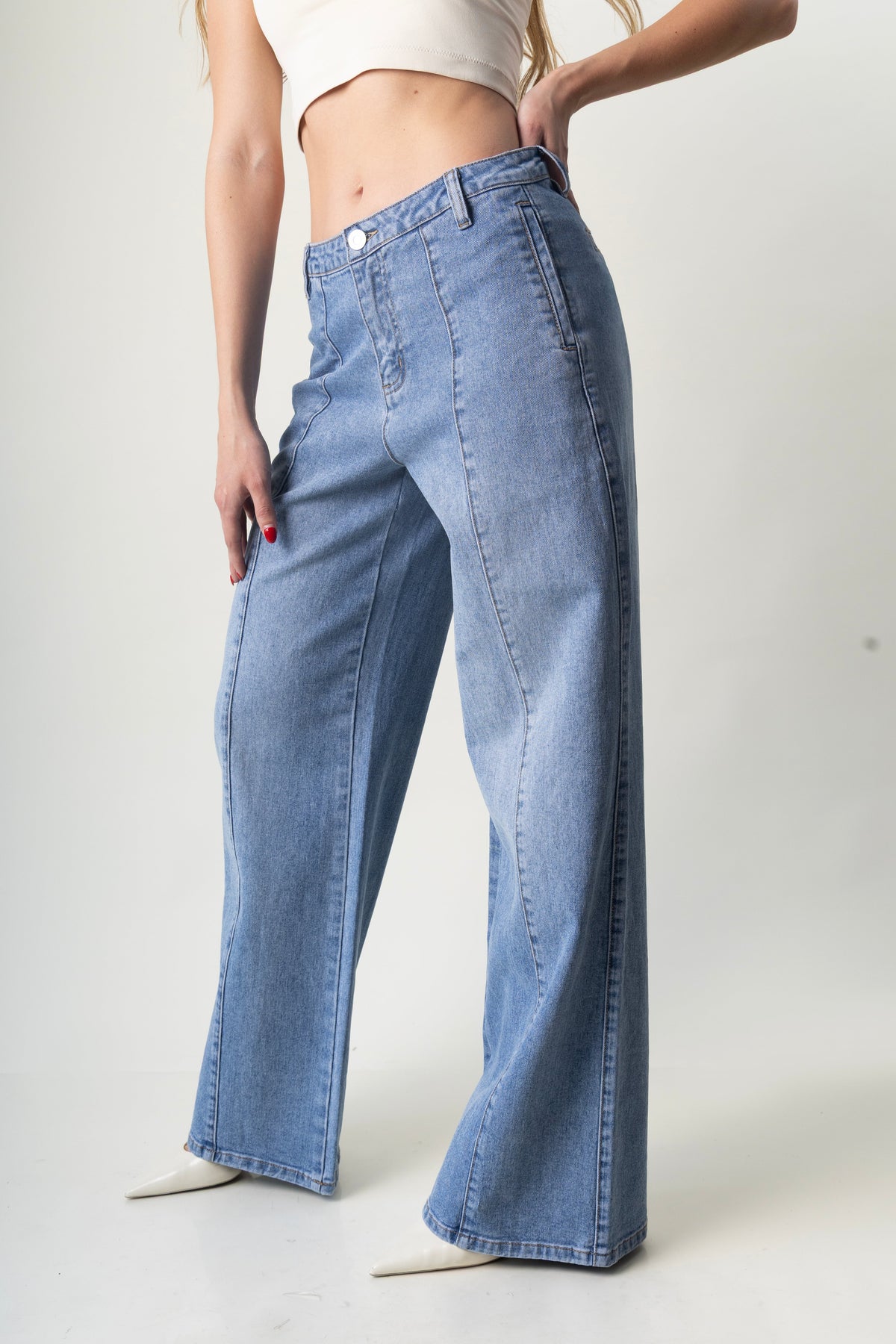 Celeste | Pantalón wide leg azul claro