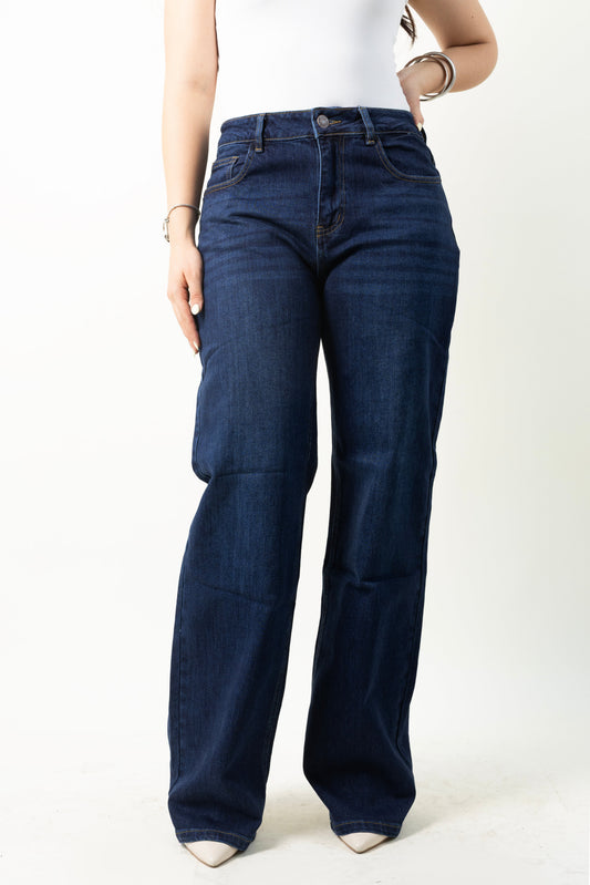 Alma | Pantalón wide leg azul profundo