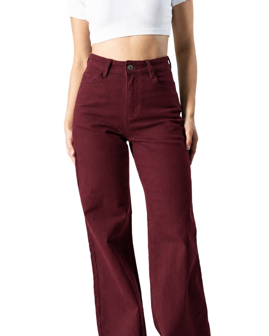 Valeria | Pantalón wide leg color vino