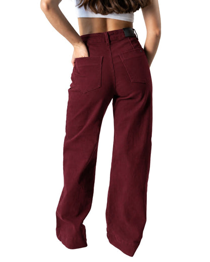 Valeria | Pantalón wide leg color vino