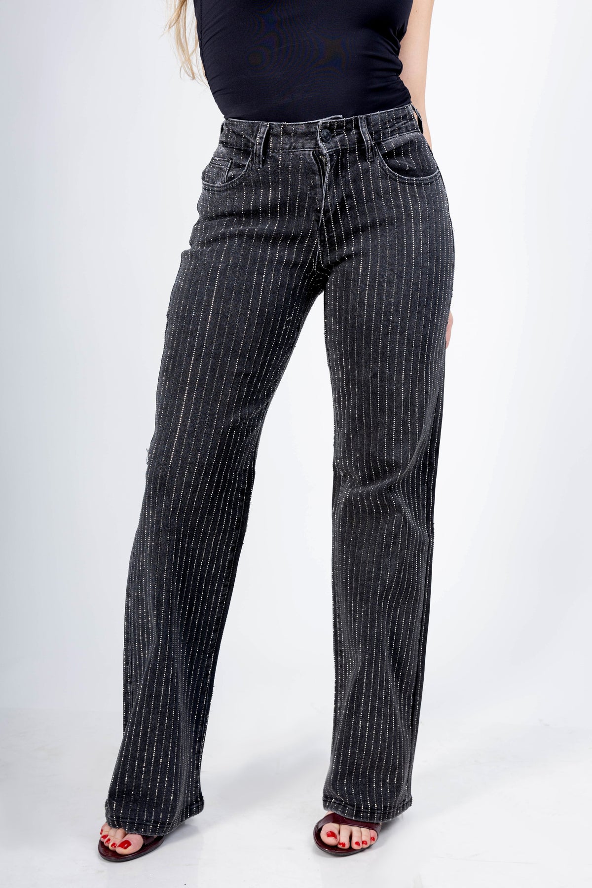 Raquel | Pantalón wide leg negro combinado