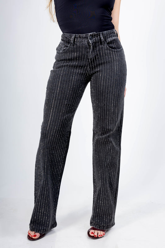 Raquel | Pantalón wide leg negro combinado