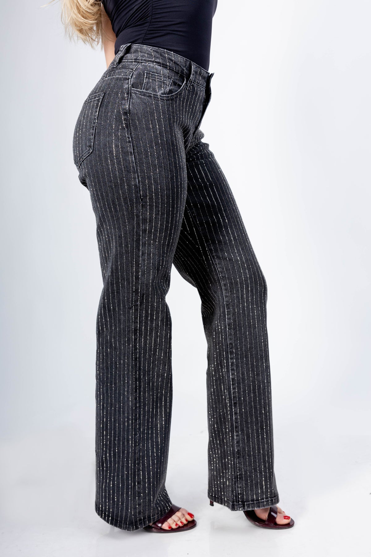 Raquel | Pantalón wide leg negro combinado