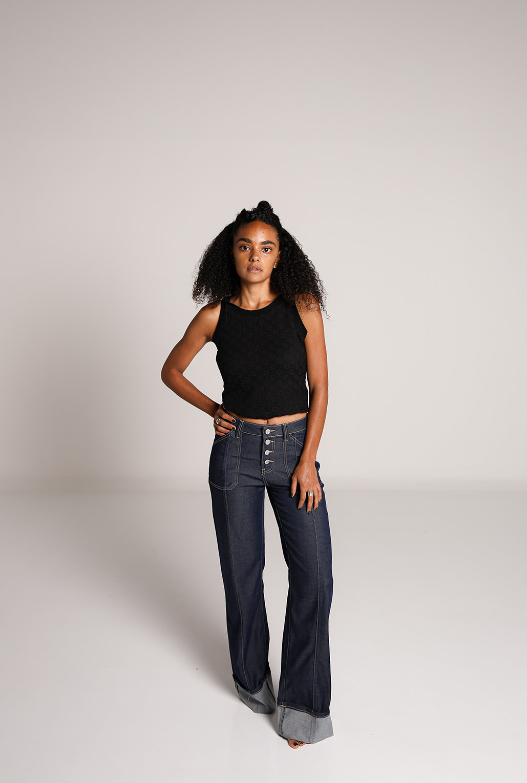 Mía | Pantalón wide leg azul oscuro