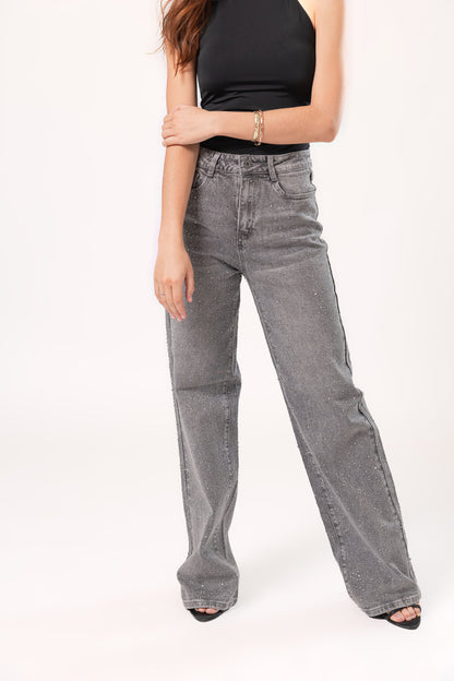 Alicia | Pantalón wide leg gris