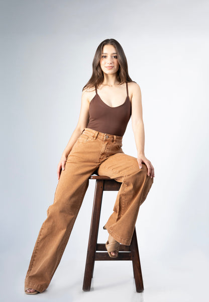 Cecilia | Pantalón wide leg camel