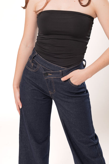 Sara | Pantalón wide leg azul puro