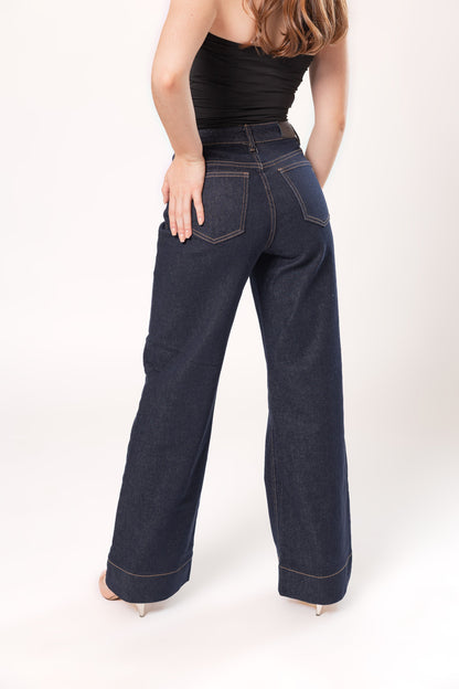 Sara | Pantalón wide leg azul puro