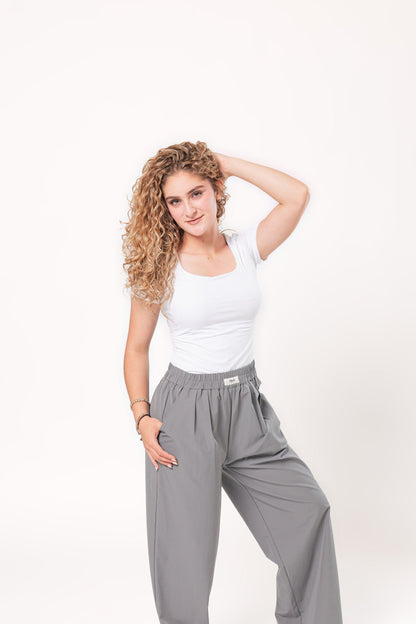 Silvia | Pantalón wide leg gris