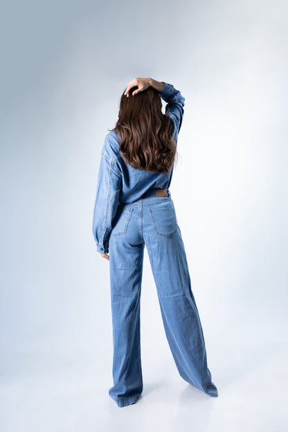 Lorena | Pantalón wide leg azul medio