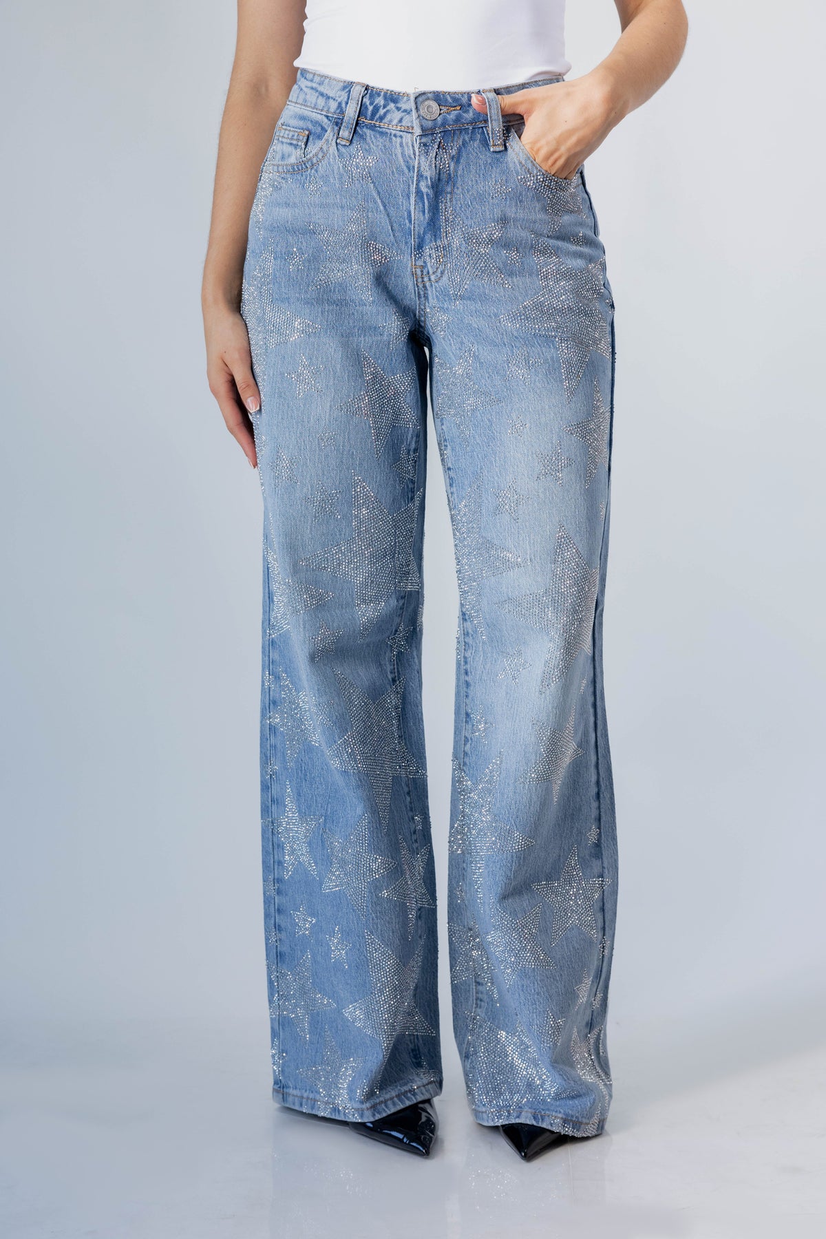 Inés | Pantalón wide leg azul claro