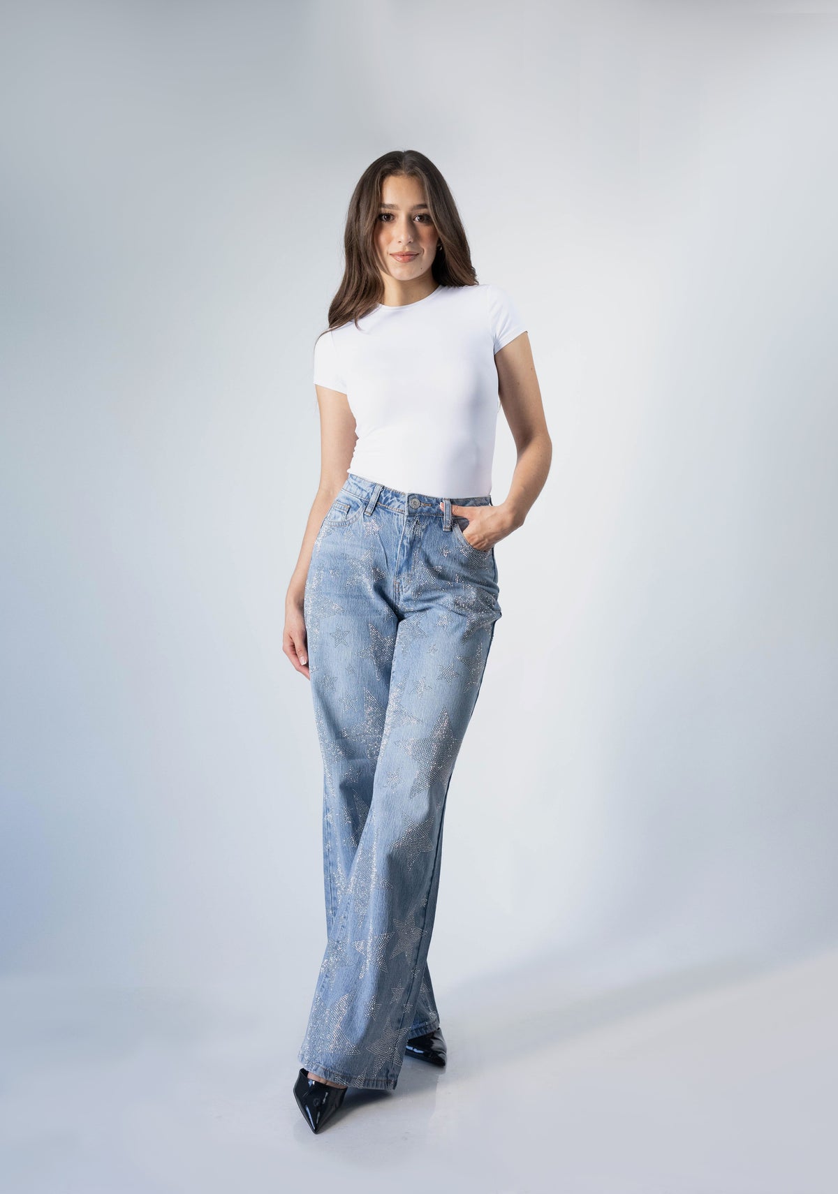 Inés | Pantalón wide leg azul claro