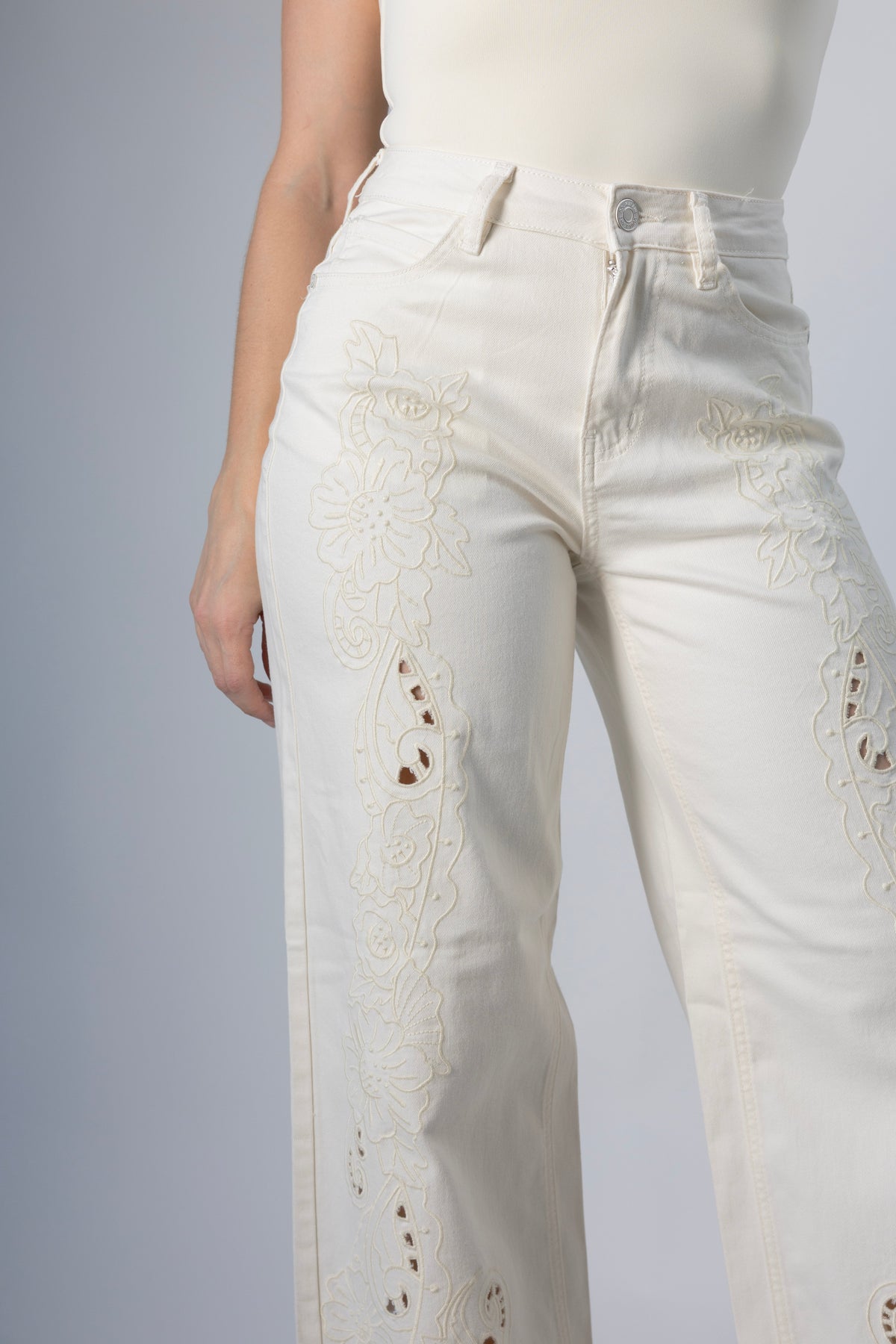 Nieve | Pantalón wide leg blanco hueso