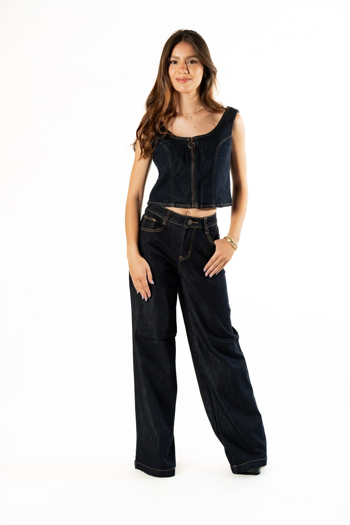 Zoe | Pantalón wide leg azul vivo