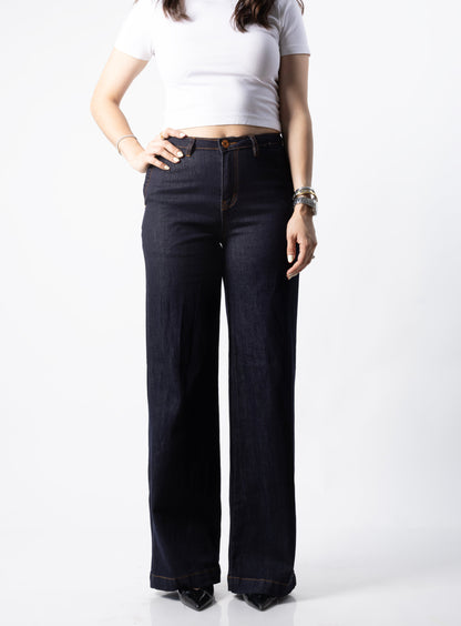 Marina | Pantalón wide leg azul intenso