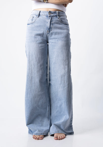 Lía | Pantalón wide leg azul claro
