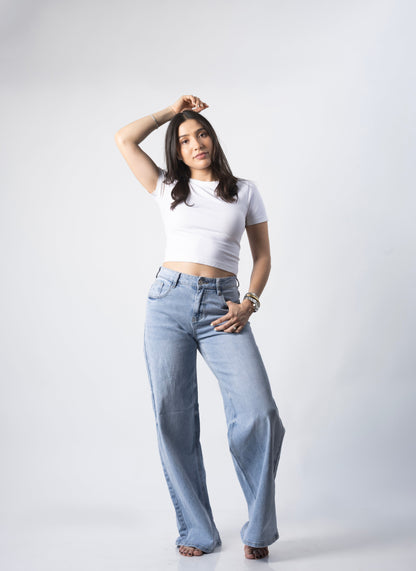 Lía | Pantalón wide leg azul claro
