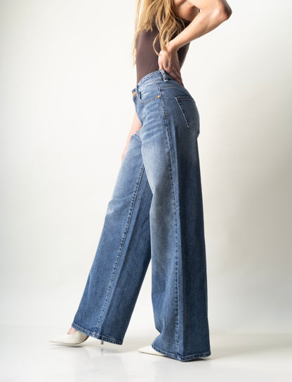 Olivia | Pantalón súper wide leg de mezclilla azul