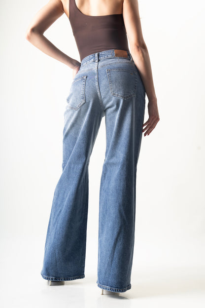 Olivia | Pantalón súper wide leg de mezclilla azul