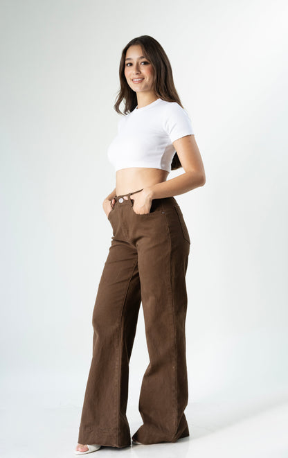 Miranda | Pantalón wide leg café