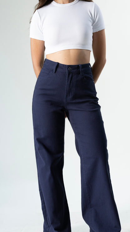 Diana | Pantalón wide leg azul marino