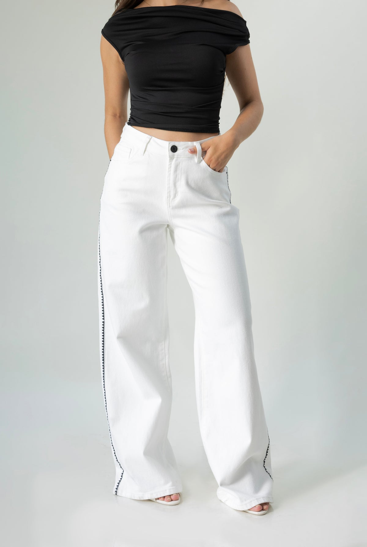 Paulina | Pantalón wide leg blanco