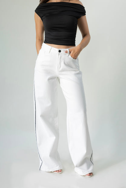 Paulina | Pantalón wide leg blanco