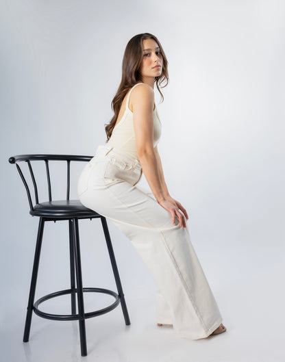 Perla | Pantalón wide leg marfil